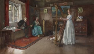 An Old Song by Edwin Austin Abbey Oil Painting