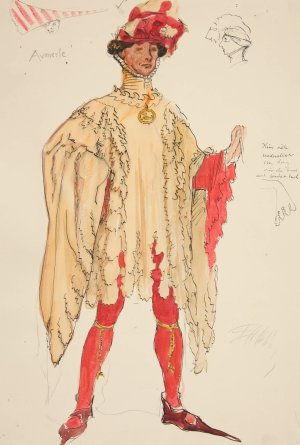 Aumerle, costume sketch for Henry Irving's Planned Productino of King Richard II by Edwin Austin Abbey Oil Painting