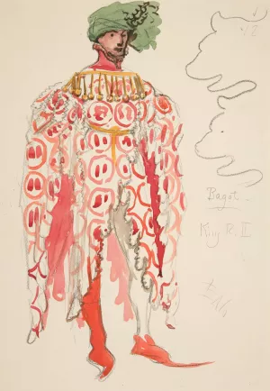 Bagot, costume sketch for Henry Irving's Planned Production of King Richard II Oil painting by Edwin Austin Abbey