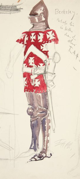 Berkeley, costume sketch for Henry Irving's Planned Production of Richard II by Edwin Austin Abbey Oil Painting