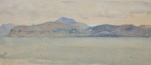 Bourg and Bribun Cliffs, Mull - (Highland Town) by Edwin Austin Abbey Oil Painting