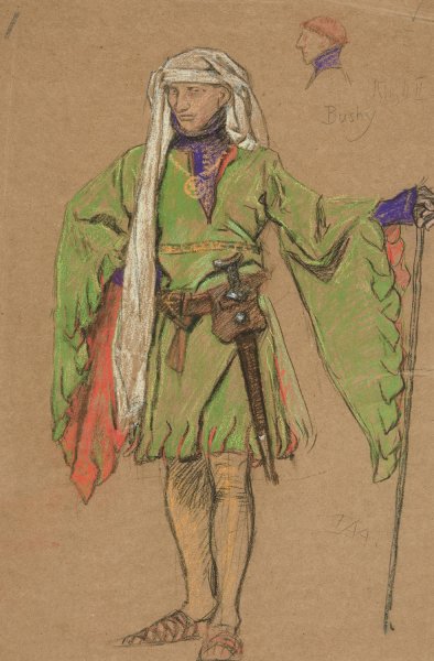 Bushy, costume sketch for King Richard II by Edwin Austin Abbey - Hand-Painted Oil Painting Reproduction