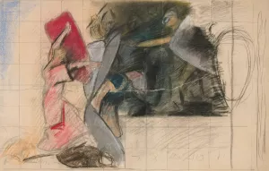 Composition study for 'Seven Deadly Sins'in The Quest of the Holy Grail mural series at Boston Public Library by Edwin Austin Abbey Oil Painting