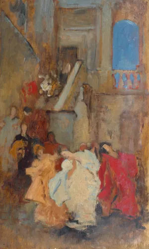 Compositional Study, possibly for A Measure by Edwin Austin Abbey Oil Painting