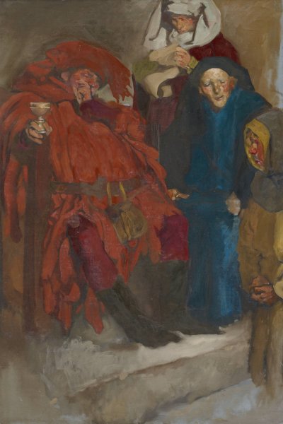 Compositional Study, possibly for The Merry Wives of Windsor  by Edwin Austin Abbey - Hand-Painted Oil Painting Reproduction
