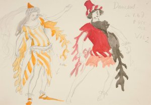 Dancers, costume sketch for Henry Irving's Planned Production of King Richard II by Edwin Austin Abbey Oil Painting