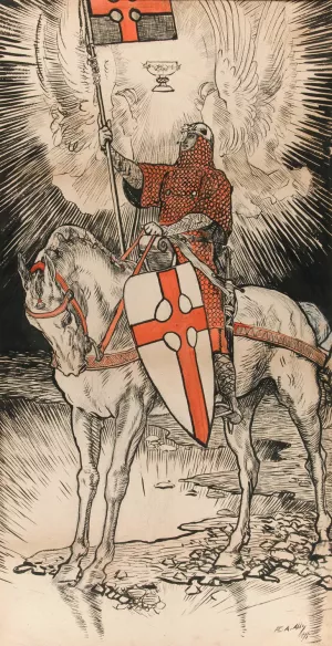 Drawing for the poster publicizing the exhibition for and publication of the book of Abbey's Quest of the Holy Grail in New York City by Edwin Austin Abbey Oil Painting