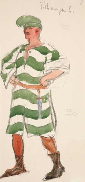 Fishmonger, costume sketch for Henry Irving's Planned Production of King Richard II Oil painting by Edwin Austin Abbey