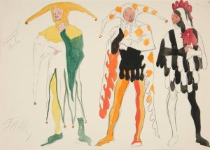 Fools, costume sketch for Henry Irving's Planned Production of King Richard II by Edwin Austin Abbey Oil Painting