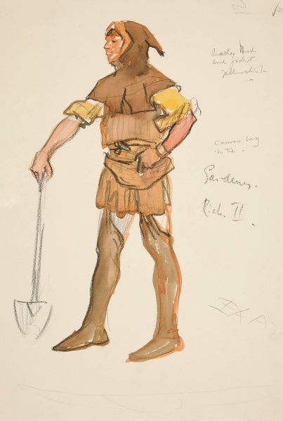 Gardener, costume sketch for Henry Irving's 1898 Planned Production of Richard II by Edwin Austin Abbey - Hand-Painted Oil Painting Reproduction