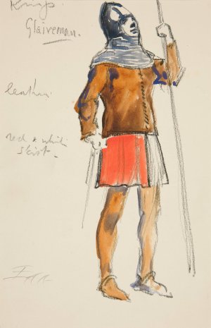 Glaiveman, costume sketch for Henry Irving's Planned Production of King Richard II by Edwin Austin Abbey Oil Painting