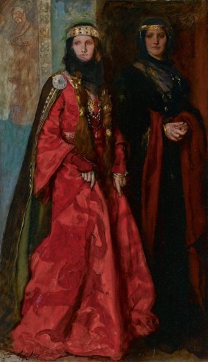 Goneril and Regan, King Lear, Act I, Scene I by Edwin Austin Abbey Oil Painting