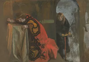 Hamlet; 'Now might I do it,'Act III, Scene 3, Hamlet by Edwin Austin Abbey Oil Painting