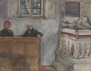 In Church by Edwin Austin Abbey Oil Painting