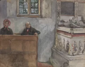 In Church by Edwin Austin Abbey Oil Painting