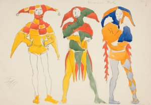 Itinerant Fools, costume sketch for Henry Irving's 1898 Planned Production of Richard II by Edwin Austin Abbey Oil Painting
