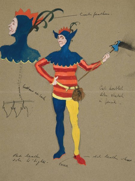 Jester, costume sketch for Henry Irving's Planned Production of King Richard II by Edwin Austin Abbey - Hand-Painted Oil Painting Reproduction