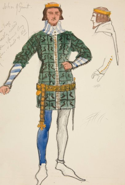 John of Gaunt, costume sketch for Henry Irving's Planned Production of King Richard II by Edwin Austin Abbey - Hand-Painted Oil Painting Reproduction