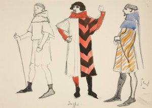 Juggler and Gent, costume sketch for Henry Irving's Planned Production of King Richard II by Edwin Austin Abbey Oil Painting