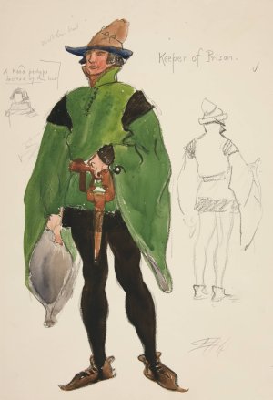 Keeper of Prison, costume sketch for Henry Irving's 1898 Planned Production of Richard II by Edwin Austin Abbey Oil Painting