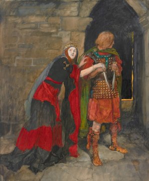 Lady Macbeth; '“Infirm of purpose! Give me the daggers…,'Act II, Scene II, Macbeth by Edwin Austin Abbey Oil Painting