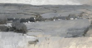Landscape with cow in foreground by Edwin Austin Abbey Oil Painting