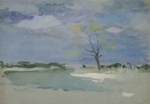 Landscape with tree by Edwin Austin Abbey Oil Painting