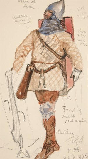 Man of Arms, costume sketch for Henry Irving's Planned Production of King Richard II by Edwin Austin Abbey Oil Painting