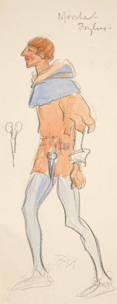 Merchant Taylor, costume sketch for Henry Irving's Planned Production of King Richard II by Edwin Austin Abbey Oil Painting