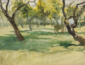 Orchard with Farm Cart by Edwin Austin Abbey Oil Painting