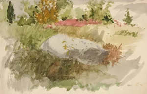Rocks and Shrubs by Edwin Austin Abbey Oil Painting