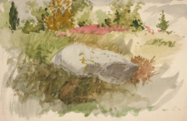 Rocks and Shrubs by Edwin Austin Abbey - Hand-Painted Oil Painting Reproduction