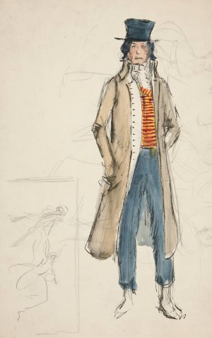 Sketch of a man - costume study for La Tosca by Edwin Austin Abbey Oil Painting
