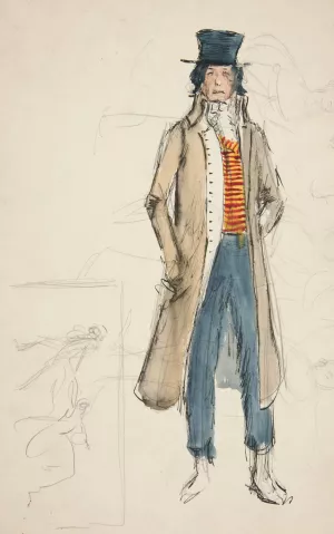 Sketch of a man - costume study for La Tosca by Edwin Austin Abbey Oil Painting