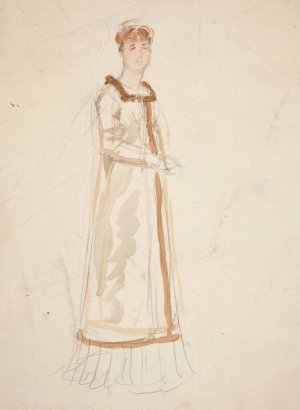 Sketch of a woman - study for a play by Edwin Austin Abbey Oil Painting