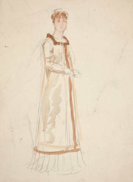 Sketch of a woman - study for a play by Edwin Austin Abbey - Hand-Painted Oil Painting Reproduction