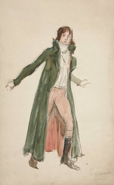 Sketch of a young man - study for illustration to a play by Edwin Austin Abbey - Hand-Painted Oil Painting Reproduction