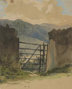 Stone wall and gate, sketch by Edwin Austin Abbey Oil Painting