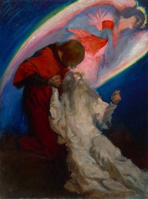 Study for Amfortas Released by Galahad, in The Quest and Achievement of the Holy Grail by Edwin Austin Abbey Oil Painting