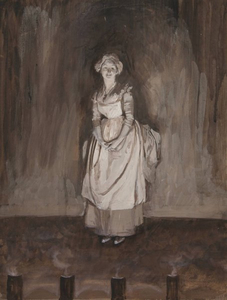 Study for Epilogue, illustration for Oliver Goldsmith's She Stoops to Conquer by Edwin Austin Abbey - Hand-Painted Oil Painting Reproduction