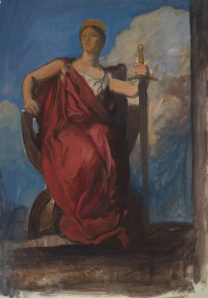 Study for figure of The Genius of Pennsylvania in 'The Apotheosis of Pennsylvania' by Edwin Austin Abbey Oil Painting