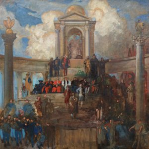 Study for The Apotheosis of Pennsylvania, House of Representatives Chamber, Pennsylvania State Capitol, Harrisburg by Edwin Austin Abbey Oil Painting