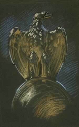 Study for the eagle column decoration in 'Apotheosis of Pennsylvania'mural at the state capitol building in Harrisburg, Pennsylvania by Edwin Austin Abbey Oil Painting