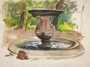 Study of a fountain by Edwin Austin Abbey Oil Painting
