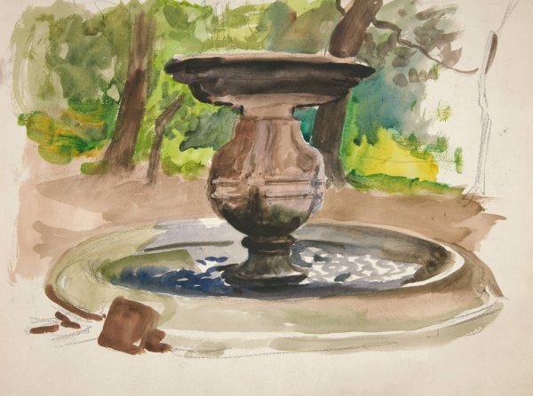 Study of a fountain by Edwin Austin Abbey - Hand-Painted Oil Painting Reproduction