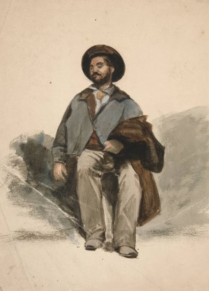 Study of a seated man by Edwin Austin Abbey Oil Painting