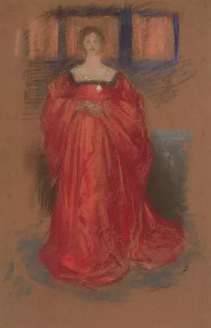 Study of a woman in Renaissance costume by Edwin Austin Abbey Oil Painting