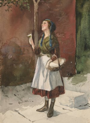 Study of a young girl in a garden Oil painting by Edwin Austin Abbey