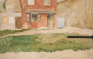 Study of exterior of a red brick building by Edwin Austin Abbey Oil Painting