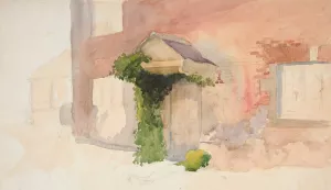 Study of Exterior of a Red Brick House by Edwin Austin Abbey Oil Painting